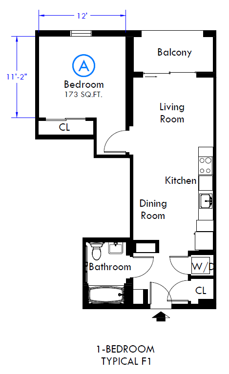 1-Bedroom Typical F1