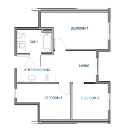 Panoramic 3bed/1Bath Example 1